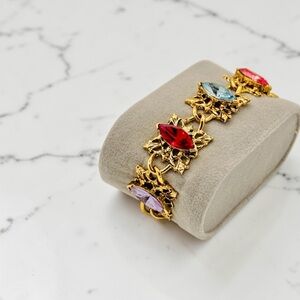 Vintage Mid Century Elegant Multicolor Rhinestone Bracelet